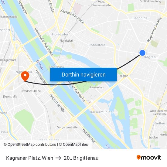 Kagraner Platz, Wien to 20., Brigittenau map