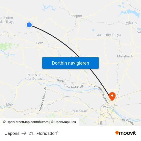 Japons to 21., Floridsdorf map