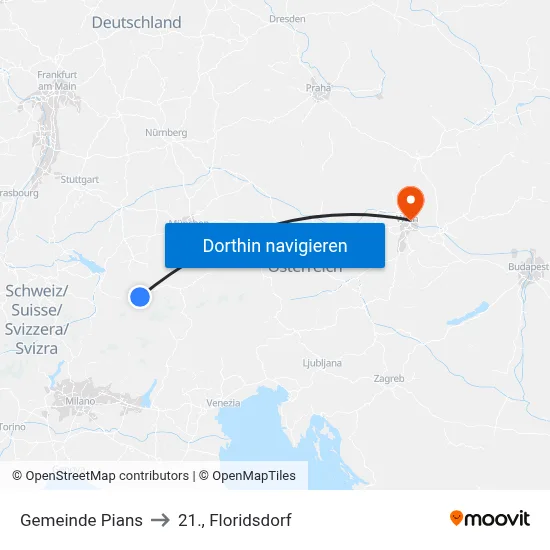 Gemeinde Pians to 21., Floridsdorf map