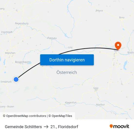 Gemeinde Schlitters to 21., Floridsdorf map