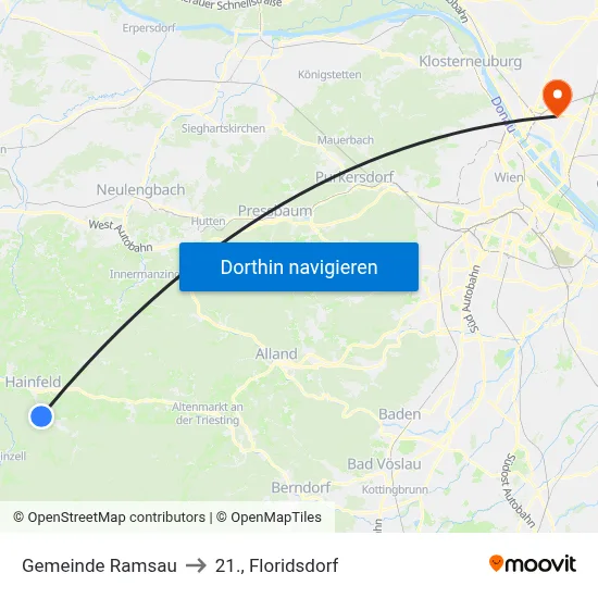 Gemeinde Ramsau to 21., Floridsdorf map