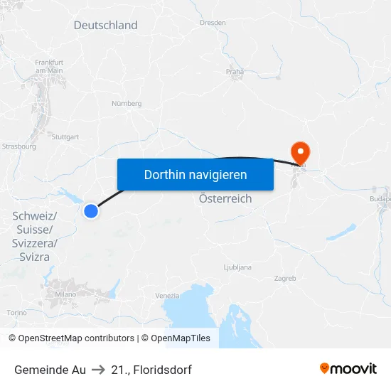Gemeinde Au to 21., Floridsdorf map