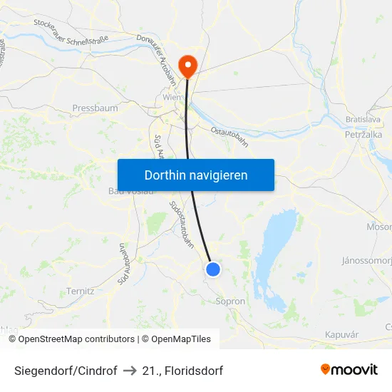 Siegendorf/Cindrof to 21., Floridsdorf map