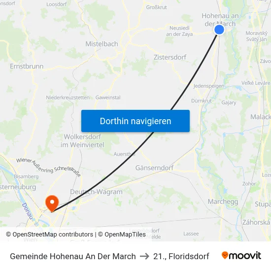 Gemeinde Hohenau An Der March to 21., Floridsdorf map