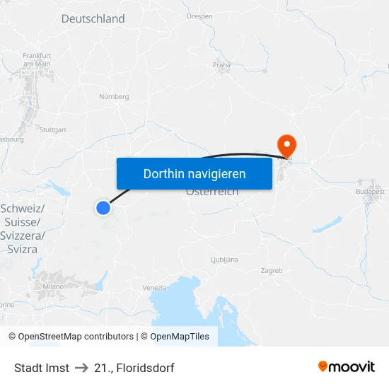 Stadt Imst to 21., Floridsdorf map