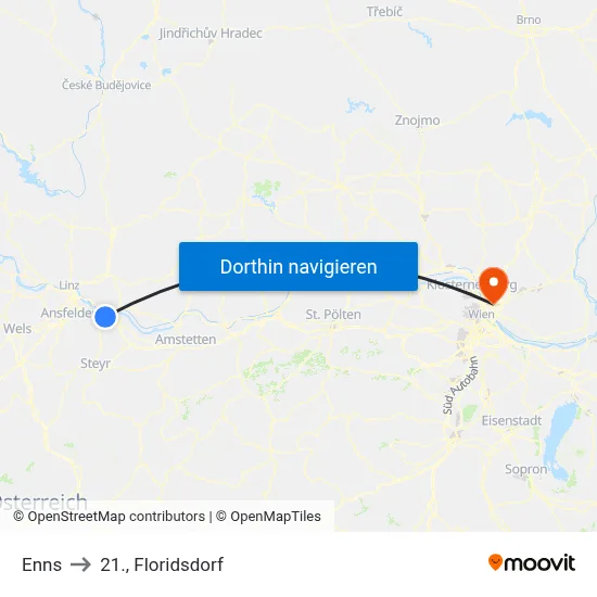 Enns to 21., Floridsdorf map