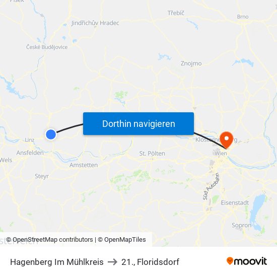 Hagenberg Im Mühlkreis to 21., Floridsdorf map