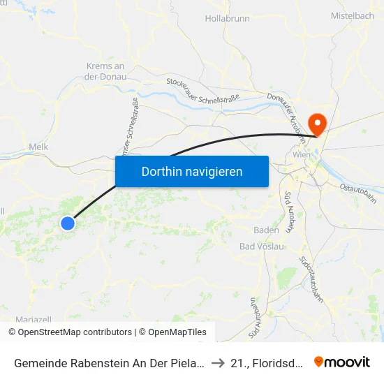 Gemeinde Rabenstein An Der Pielach to 21., Floridsdorf map