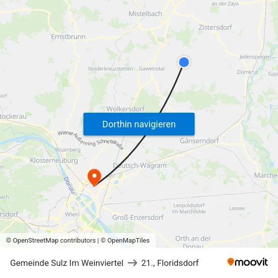 Gemeinde Sulz Im Weinviertel to 21., Floridsdorf map