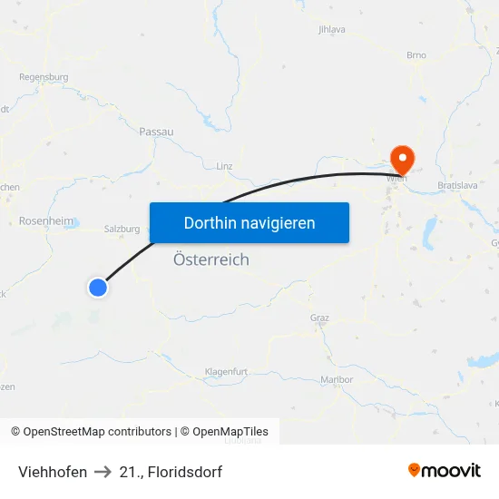 Viehhofen to 21., Floridsdorf map