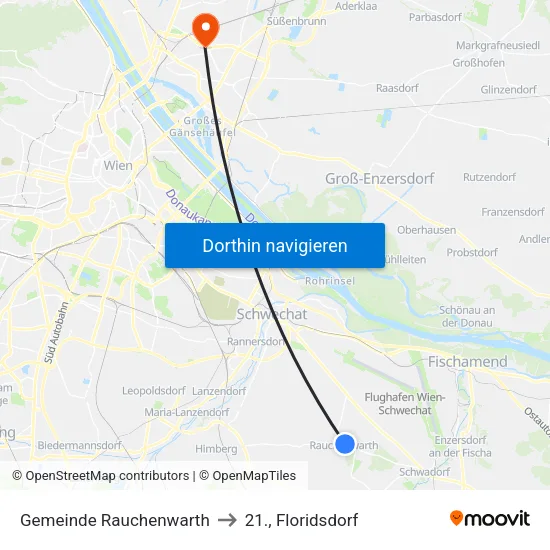 Gemeinde Rauchenwarth to 21., Floridsdorf map
