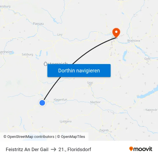 Feistritz An Der Gail to 21., Floridsdorf map