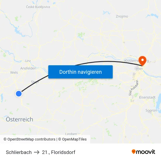Schlierbach to 21., Floridsdorf map
