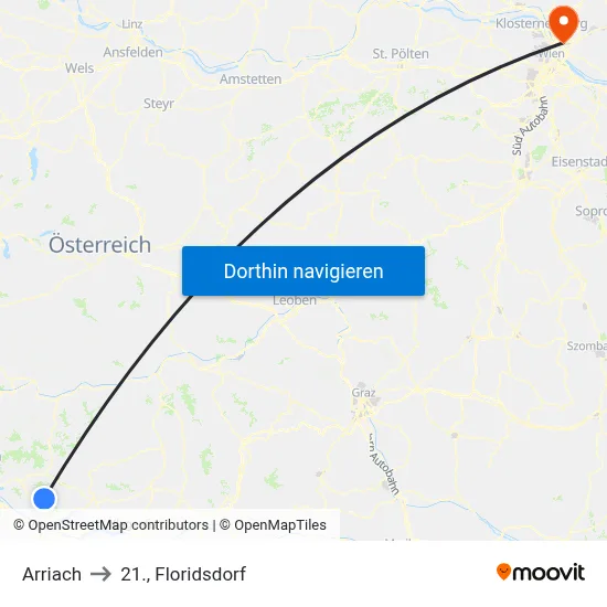 Arriach to 21., Floridsdorf map
