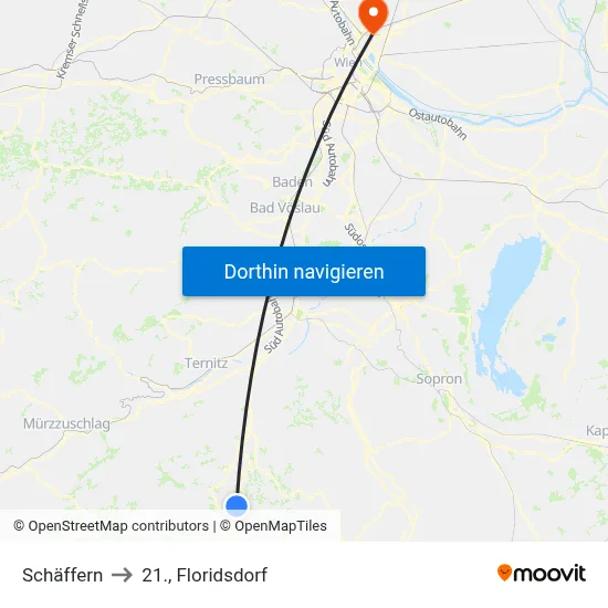 Schäffern to 21., Floridsdorf map
