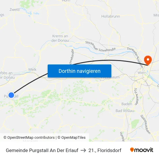 Gemeinde Purgstall An Der Erlauf to 21., Floridsdorf map
