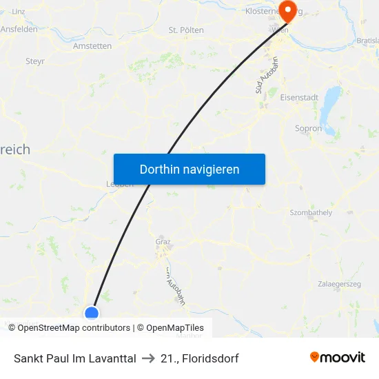 Sankt Paul Im Lavanttal to 21., Floridsdorf map