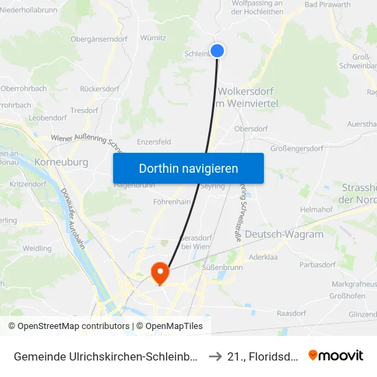 Gemeinde Ulrichskirchen-Schleinbach to 21., Floridsdorf map