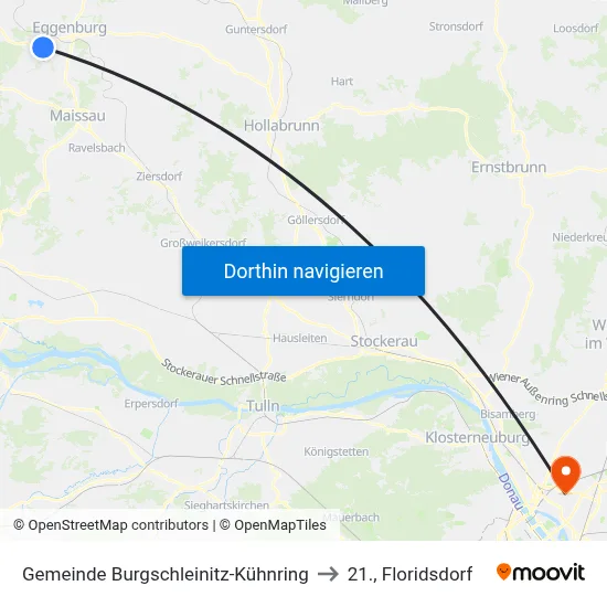 Gemeinde Burgschleinitz-Kühnring to 21., Floridsdorf map