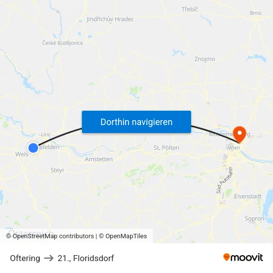 Oftering to 21., Floridsdorf map