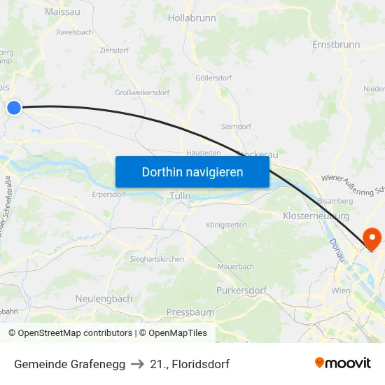 Gemeinde Grafenegg to 21., Floridsdorf map