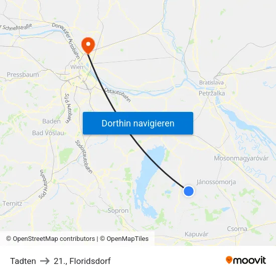 Tadten to 21., Floridsdorf map