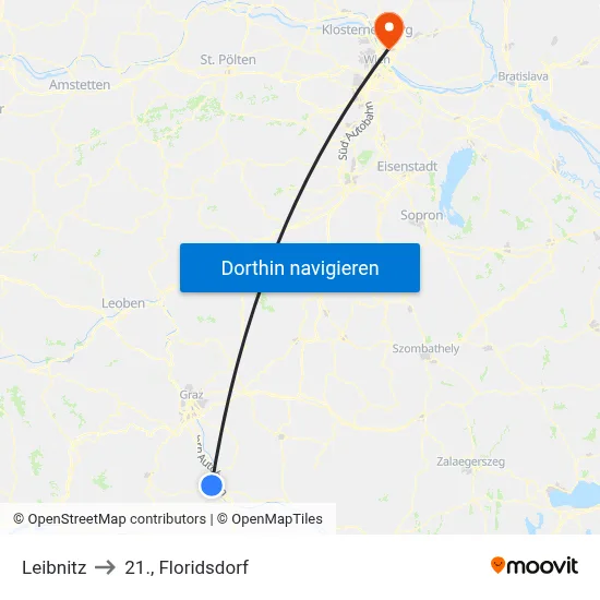 Leibnitz to 21., Floridsdorf map