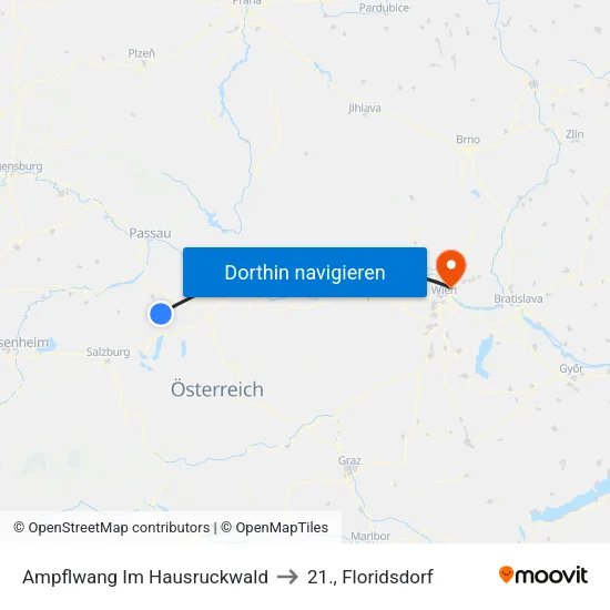 Ampflwang Im Hausruckwald to 21., Floridsdorf map