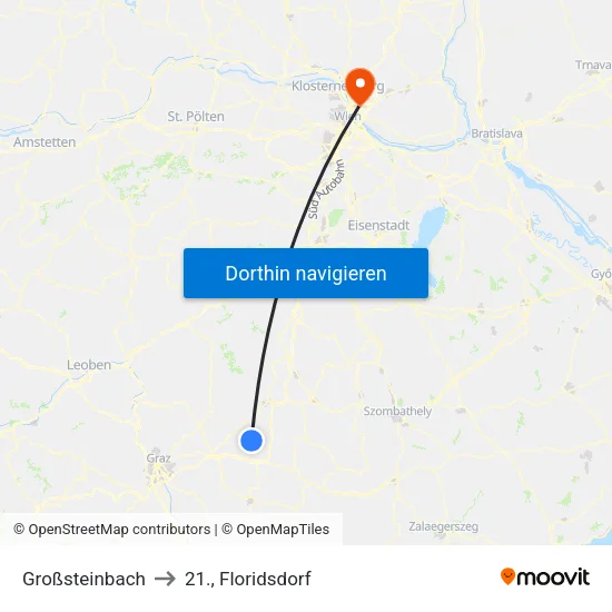 Großsteinbach to 21., Floridsdorf map