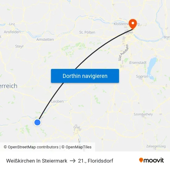 Weißkirchen In Steiermark to 21., Floridsdorf map
