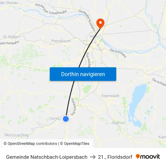 Gemeinde Natschbach-Loipersbach to 21., Floridsdorf map