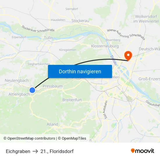 Eichgraben to 21., Floridsdorf map