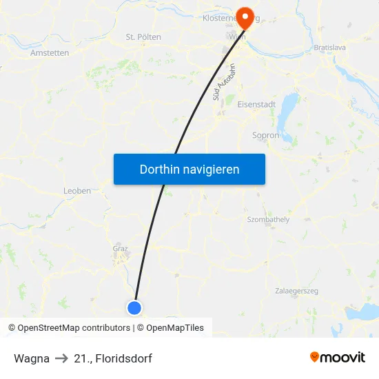 Wagna to 21., Floridsdorf map
