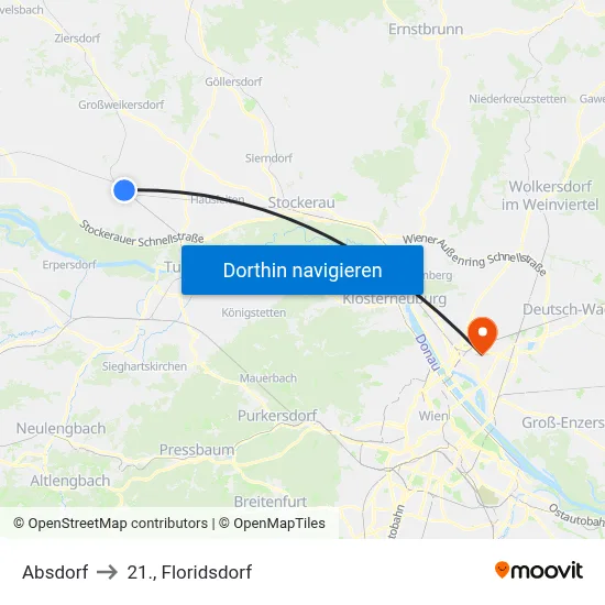 Absdorf to 21., Floridsdorf map