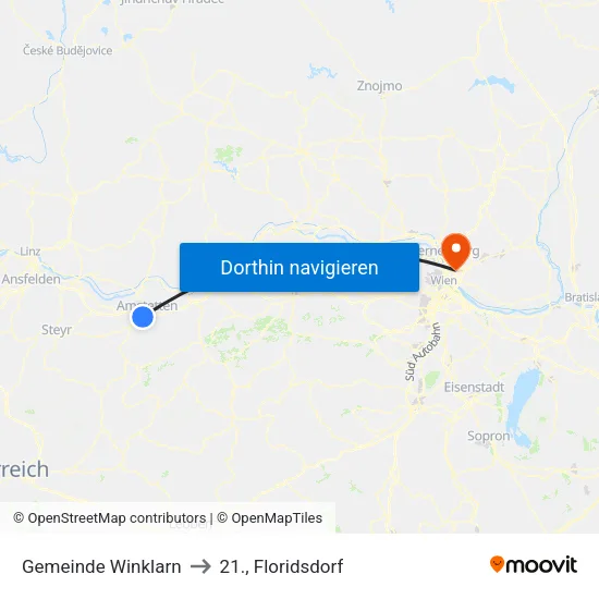 Gemeinde Winklarn to 21., Floridsdorf map