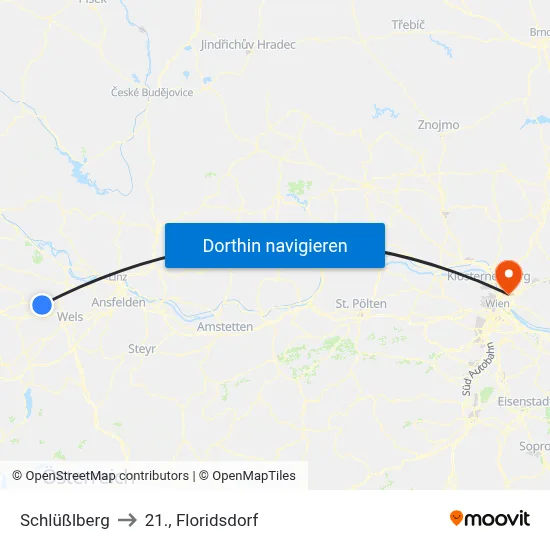 Schlüßlberg to 21., Floridsdorf map