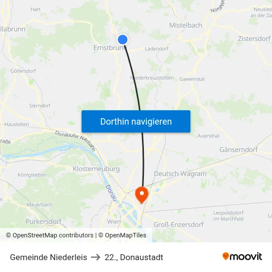 Gemeinde Niederleis to 22., Donaustadt map