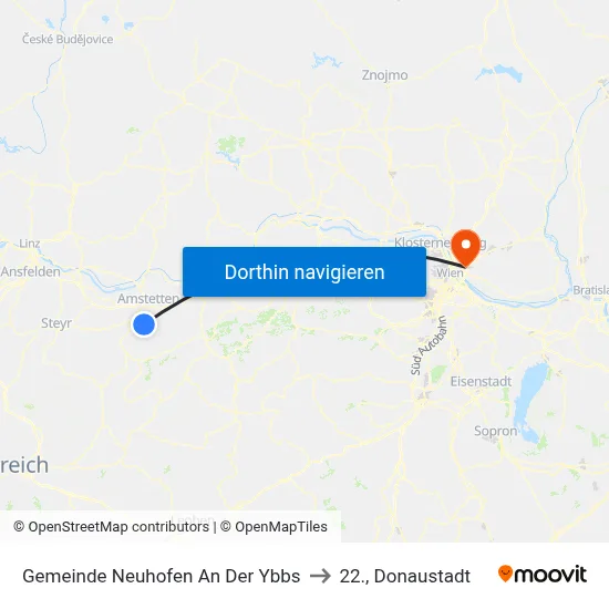 Gemeinde Neuhofen An Der Ybbs to 22., Donaustadt map