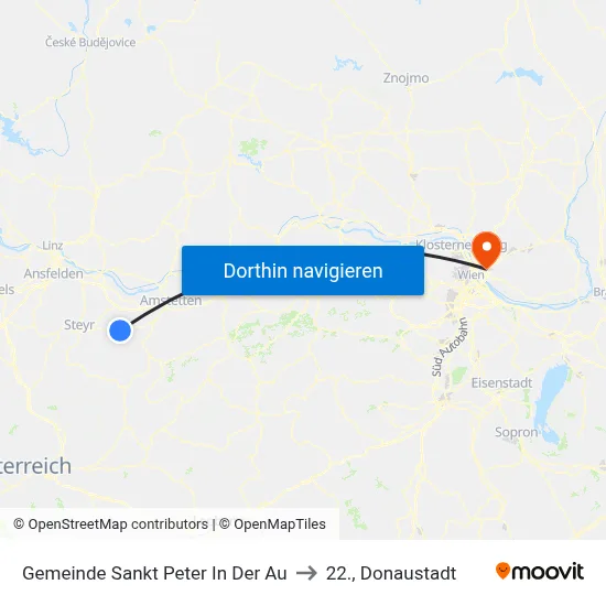 Gemeinde Sankt Peter In Der Au to 22., Donaustadt map