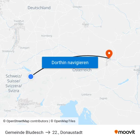 Gemeinde Bludesch to 22., Donaustadt map