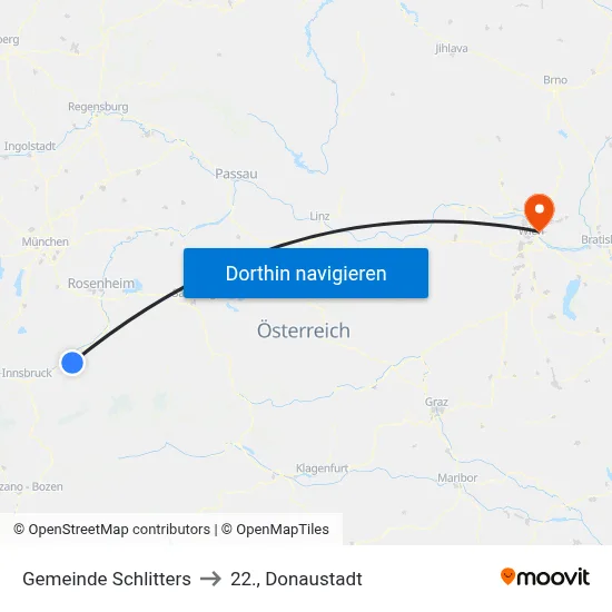 Gemeinde Schlitters to 22., Donaustadt map