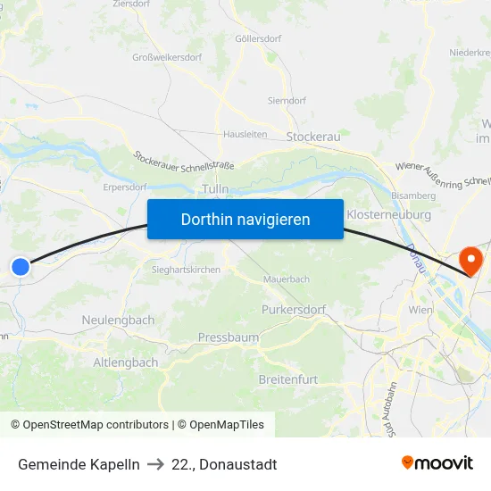 Gemeinde Kapelln to 22., Donaustadt map