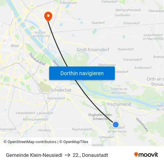 Gemeinde Klein-Neusiedl to 22., Donaustadt map