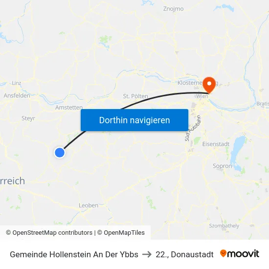 Gemeinde Hollenstein An Der Ybbs to 22., Donaustadt map