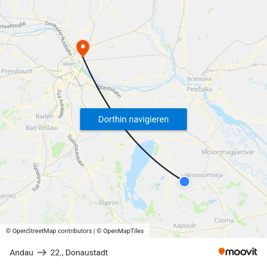 Andau to 22., Donaustadt map