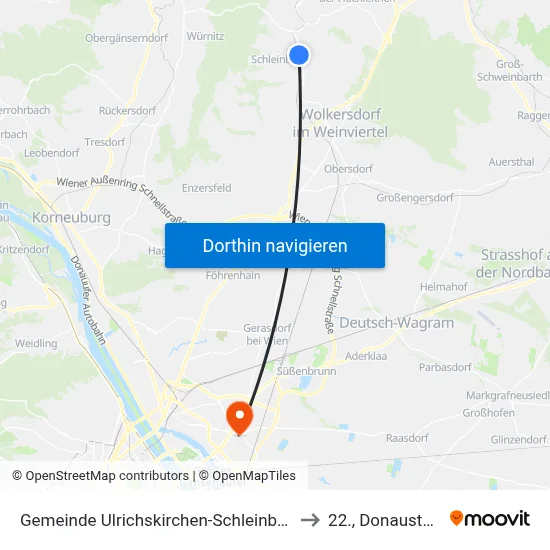 Gemeinde Ulrichskirchen-Schleinbach to 22., Donaustadt map