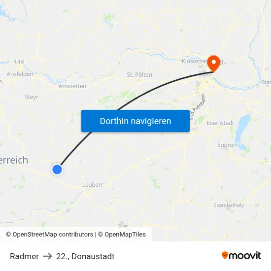 Radmer to 22., Donaustadt map