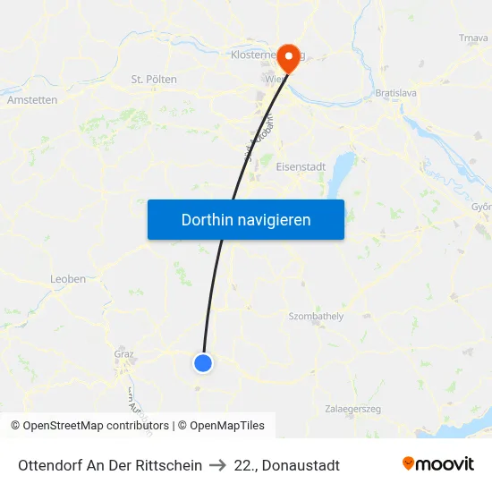 Ottendorf An Der Rittschein to 22., Donaustadt map