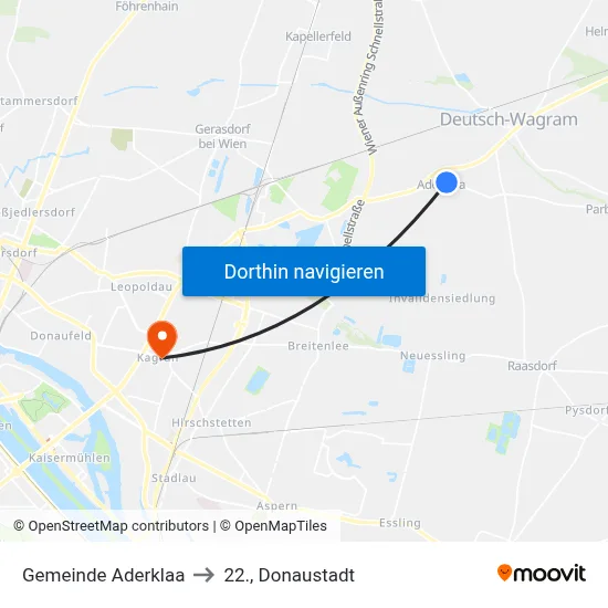 Gemeinde Aderklaa to 22., Donaustadt map