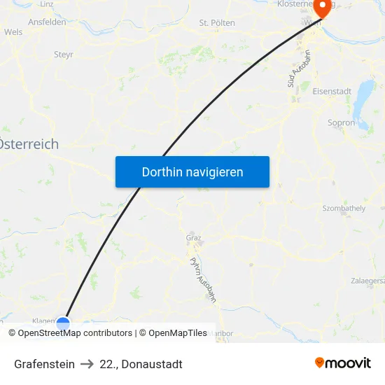 Grafenstein to 22., Donaustadt map